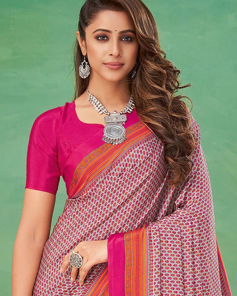 grey ethnic motifs printed pure crepe bagru saree