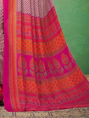 grey ethnic motifs printed pure crepe bagru saree 4
