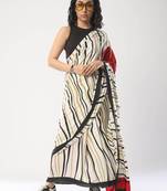 off_white striped saree