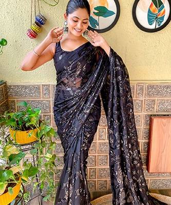 black embellished sequinned saree 3