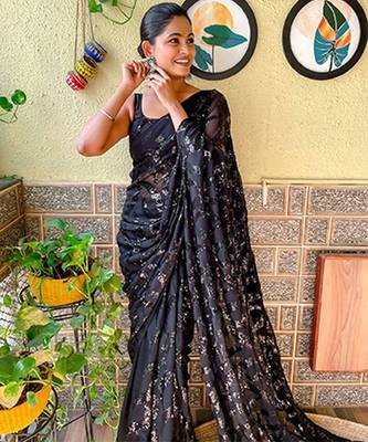 black embellished sequinned saree 4