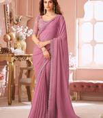 mauve embellished sequinned pure georgette saree