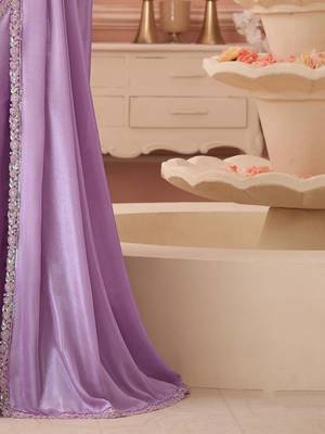 lavender embellished sequinned pure georgette saree 5