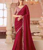 pink embellished embroidered pure georgette saree