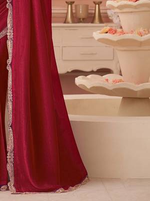 pink embellished embroidered pure georgette saree 5