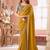 mustard embelished beads and stones pure georgette saree