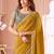 mustard embelished beads and stones pure georgette saree