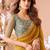 mustard embelished beads and stones pure georgette saree