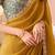 mustard embelished beads and stones pure georgette saree