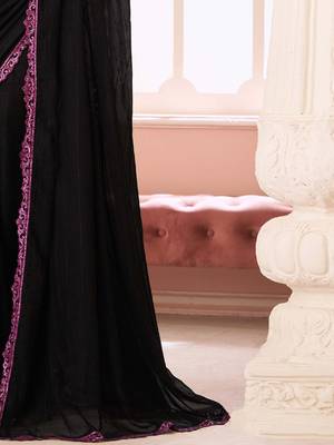 black embellished sequinned pure georgette saree 5