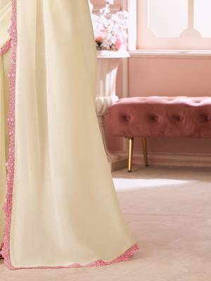 off_white embellished sequinned pure georgette saree 5