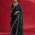 teal sequinned embellished satin saree