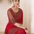 red embellished sequinned pure chiffon saree