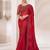 red embellished sequinned pure chiffon saree
