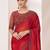 red embellished sequinned pure chiffon saree