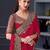 red embroidered pure chiffon saree