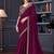 magenta embroidered pure chiffon saree with blouse piece
