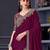 magenta embroidered pure chiffon saree with blouse piece