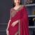 maroon pure chiffon embroidered saree with unstitched blouse piece