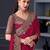 maroon pure chiffon embroidered saree with unstitched blouse piece