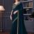 teal embroidered pure chiffon saree