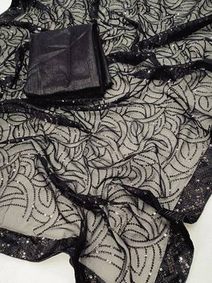 black embellished sequinned saree 3