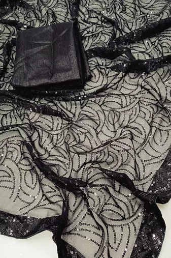 black embellished sequinned saree