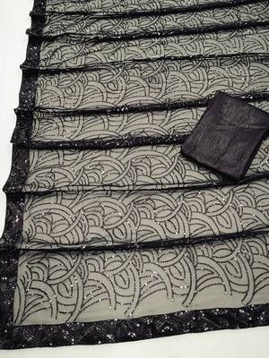 black embellished sequinned saree 4