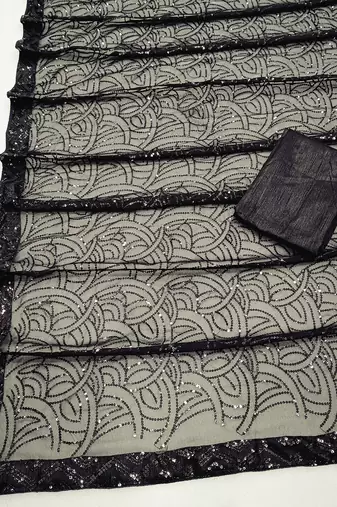 black embellished sequinned saree
