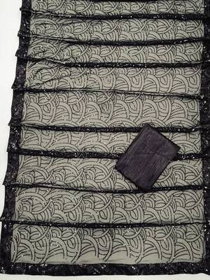black embellished sequinned saree 5
