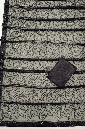 black embellished sequinned saree