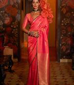 pink woven design banarasi saree