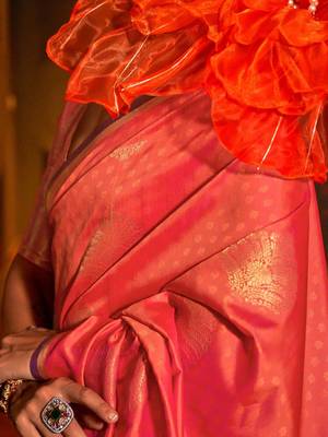pink woven design banarasi saree 4