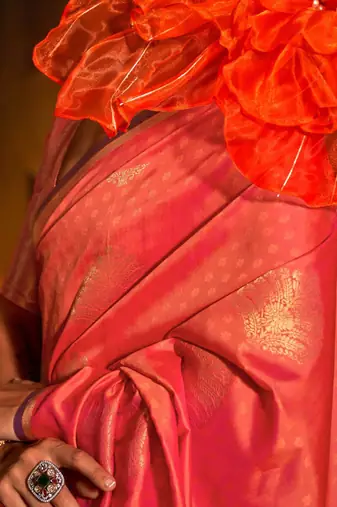 pink woven design banarasi saree