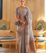 grey woven design zari tissue banarasi saree