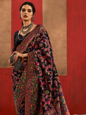 black woven design zari silk cotton saree 3
