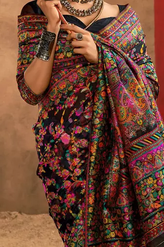 black woven design zari silk cotton saree