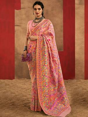 pink woven design zari silk cotton saree 1