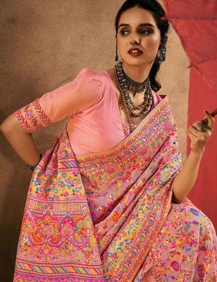 pink woven design zari silk cotton saree 2