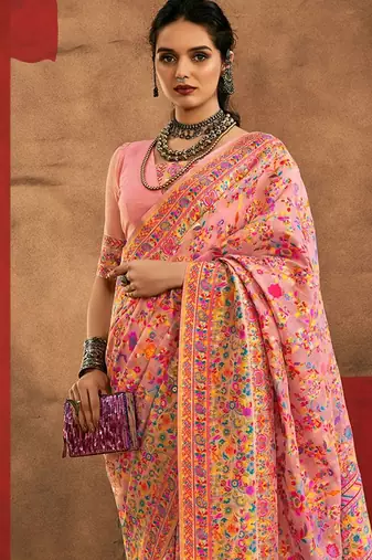 pink woven design zari silk cotton saree