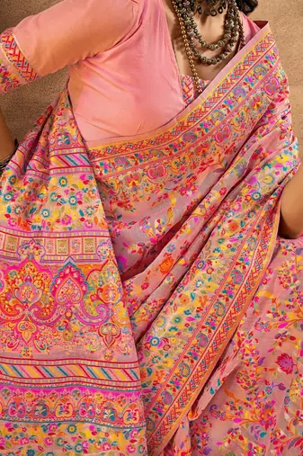 pink woven design zari silk cotton saree