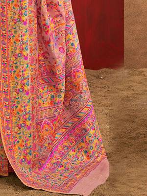 pink woven design zari silk cotton saree 5