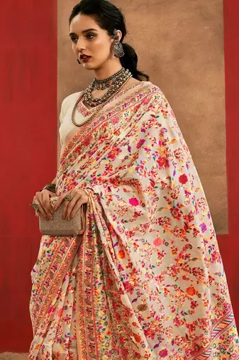 cream woven design zari silk cotton saree