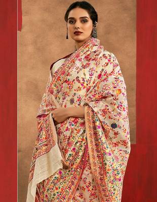 cream woven design zari silk cotton saree 3