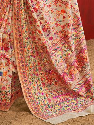 cream woven design zari silk cotton saree 5