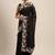 black women black floral embroidered sequinned silk blend saree