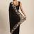 black women black floral embroidered sequinned silk blend saree