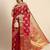 red ethnic motifs zari organza kanjeevaram saree