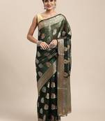 green ethnic motifs zari organza kanjeevaram saree