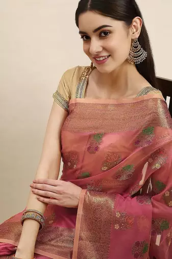 peach ethnic motifs zari woven kanjeevaram saree